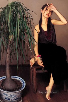 中国 Painting - カーネーション中国の女の子